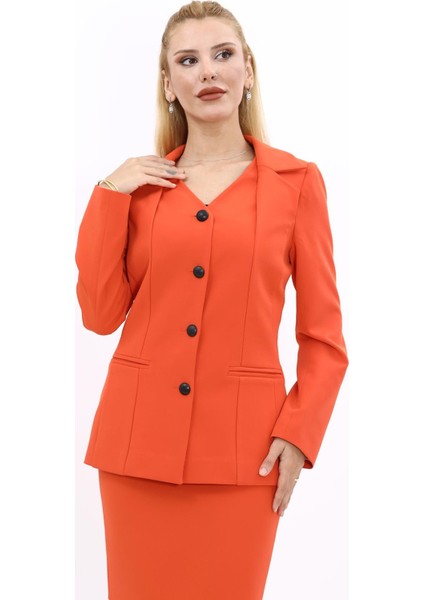 Erkek Yaka Yelek Ceket-Turuncu indirimleri