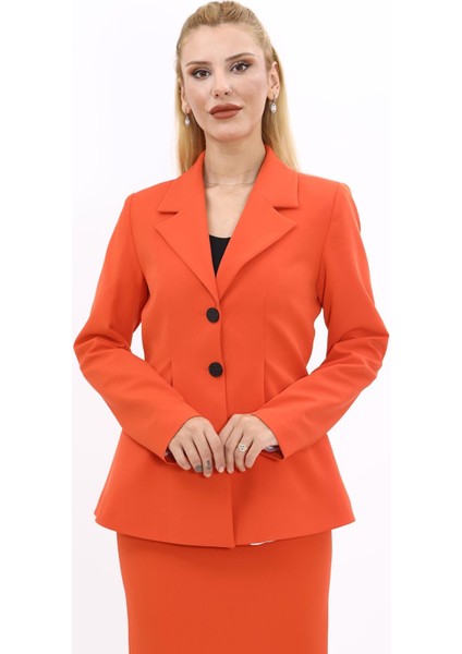 Erkek Yaka Önleri Pileli Ceket-Turuncu fırsatları