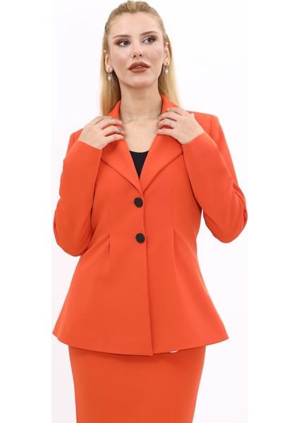 Erkek Yaka Önleri Pileli Ceket-Turuncu indirimleri
