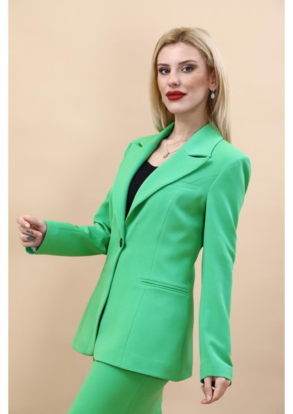 Erkek Yaka Tek Düğmeli Klasik Ceket-Yeşil fiyatları