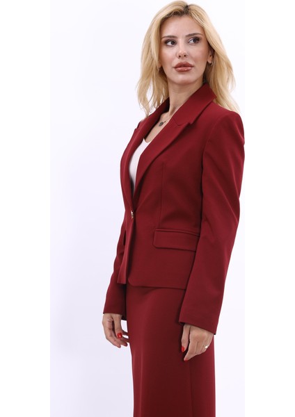 Erkek Yaka Tek Düğmeli Klasik Ceket-Bordo fiyatları