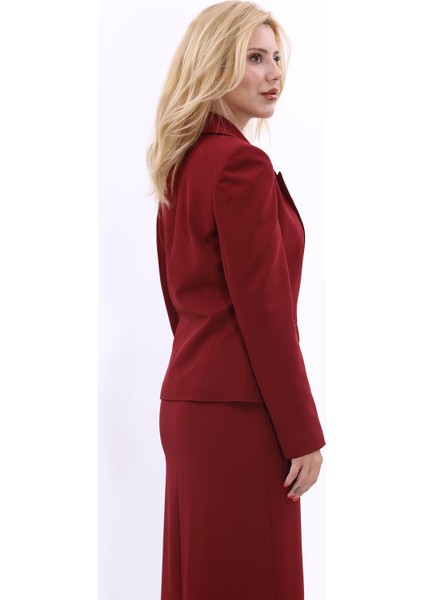 Erkek Yaka Tek Düğmeli Klasik Ceket-Bordo modelleri