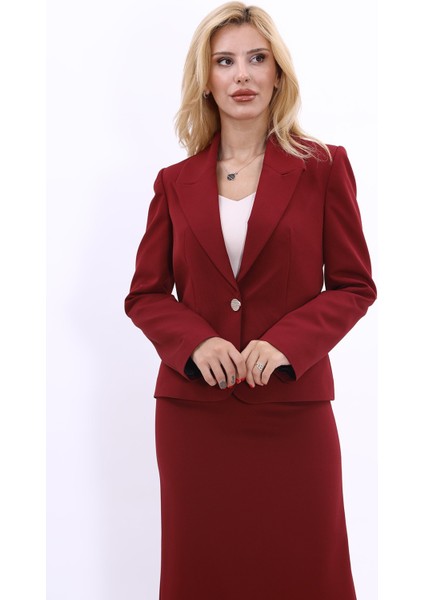 Erkek Yaka Tek Düğmeli Klasik Ceket-Bordo indirimleri