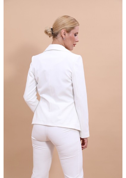 Amerikan Yaka Klasik Ceket-Beyaz fırsatları
