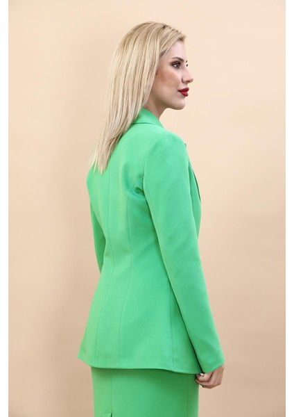 Erkek Yaka Tek Düğmeli Klasik Ceket-Yeşil modelleri