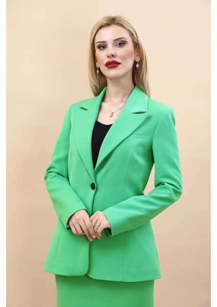 Erkek Yaka Tek Düğmeli Klasik Ceket-Yeşil indirimleri