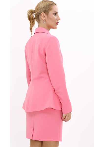 Erkek Yaka Önleri Pileli Ceket-Pembe modelleri