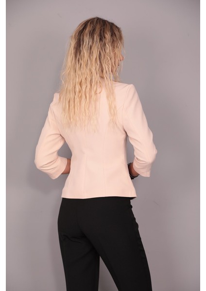 Sıfır Yaka Düz Kısa Ceket-Vizon fiyatları