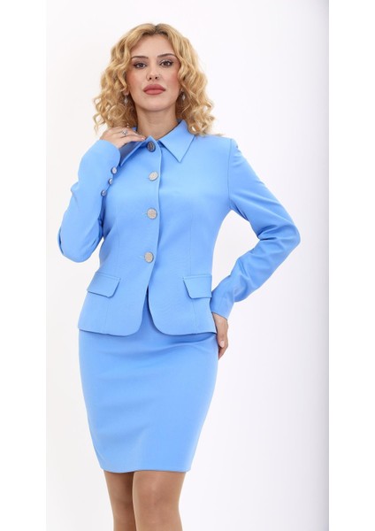 Gömlek Yaka Klasik Ceket-Gökyüzü