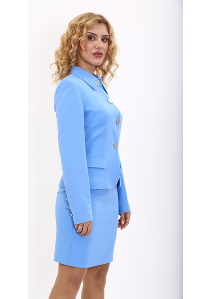 Gömlek Yaka Klasik Ceket-Gökyüzü modelleri