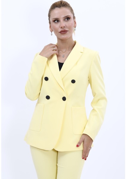 Erkek Yaka Torba Cepli Klasik Ceket-Sarı