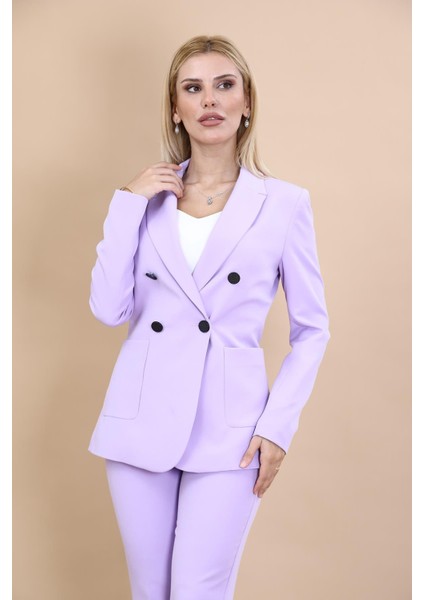 Erkek Yaka Torba Cepli Klasik Ceket-Menekşe