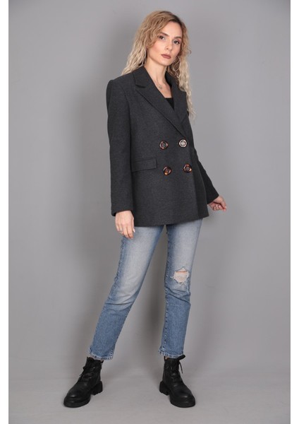 Kaşe Blazer Ceket-Füme modelleri