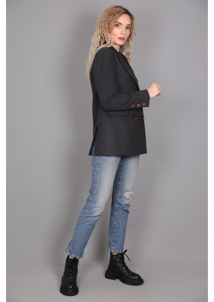 Kaşe Blazer Ceket-Füme fırsatları