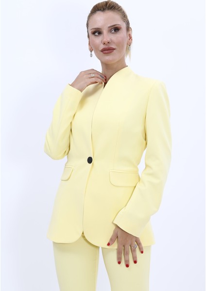 Kendinden Dik Yakalı Ceket-Sarı fiyatları