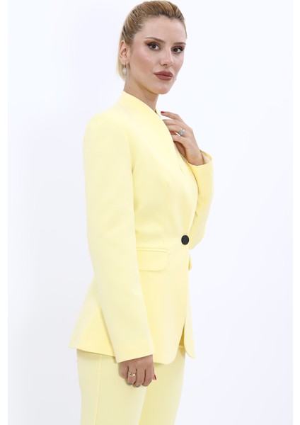Kendinden Dik Yakalı Ceket-Sarı indirimleri