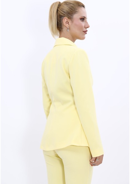 Erkek Yaka Önleri Pileli Ceket-Sarı fiyatları