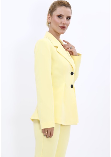 Erkek Yaka Önleri Pileli Ceket-Sarı modelleri