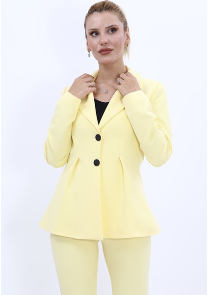 Erkek Yaka Önleri Pileli Ceket-Sarı indirimleri