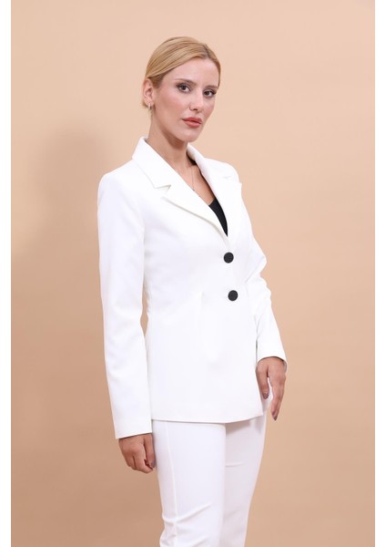 Erkek Yaka Önleri Pileli Ceket-Beyaz fiyatları