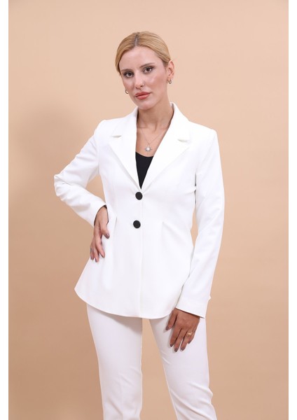 Erkek Yaka Önleri Pileli Ceket-Beyaz modelleri