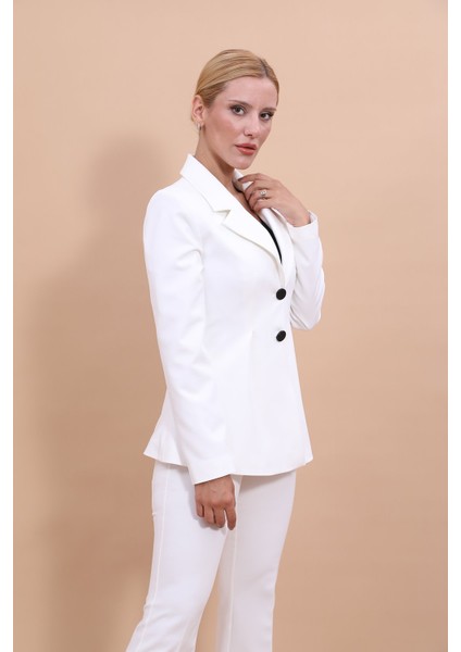 Erkek Yaka Önleri Pileli Ceket-Beyaz indirimleri