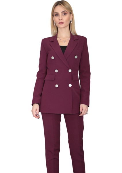 Erkek Yaka Kuruvaze Blazer Ceket-Mürdüm