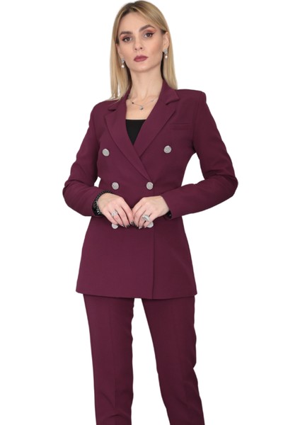 Erkek Yaka Kuruvaze Blazer Ceket-Mürdüm indirimleri