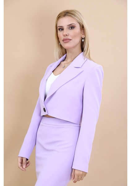 Erkek Yaka Tek Düğmeli Kısa Ceket-Menekşe