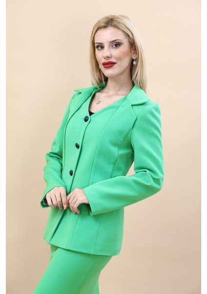 Erkek Yaka Yelek Ceket-Yeşil