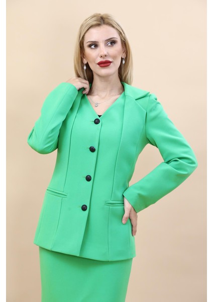 Erkek Yaka Yelek Ceket-Yeşil indirimleri