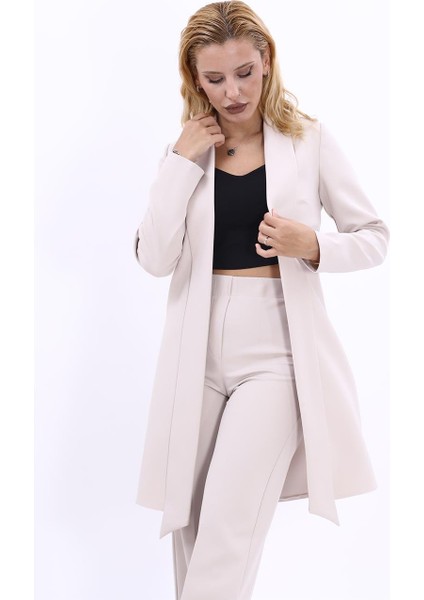 Şal Yaka Uzun Ceket-Bej fiyatları