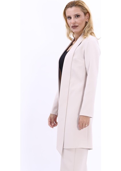 Şal Yaka Uzun Ceket-Bej modelleri