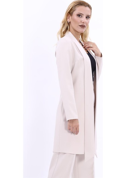 Şal Yaka Uzun Ceket-Bej indirimleri