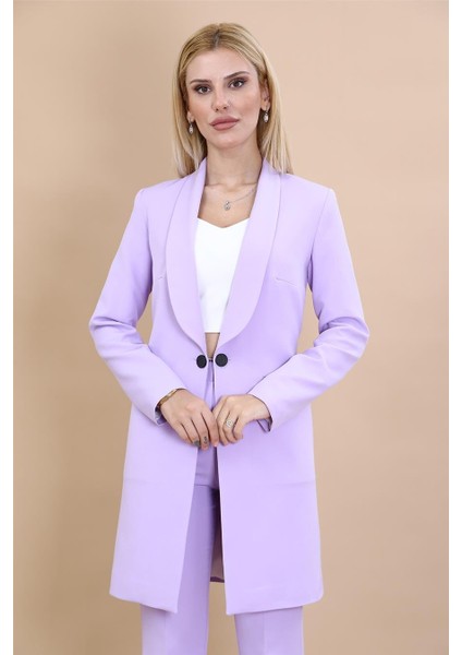 Şal Yaka Cepli Uzun Ceket-Menekşe fırsatları