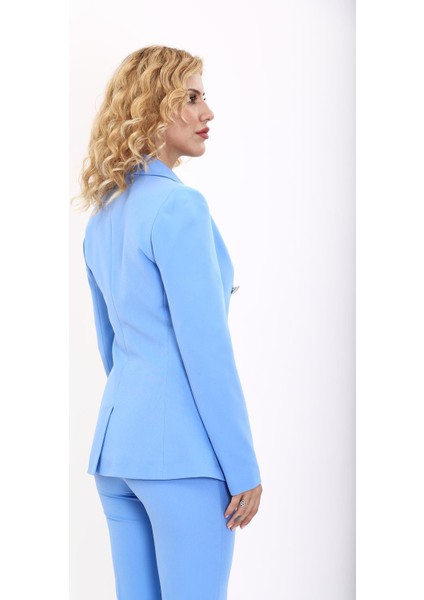 Erkek Yaka Torba Cepli Klasik Ceket-Gökyüzü fırsatları