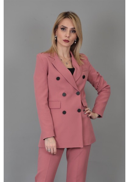 Erkek Yaka Kuruvaze Blazer Ceket-Gül Kurusu fırsatları