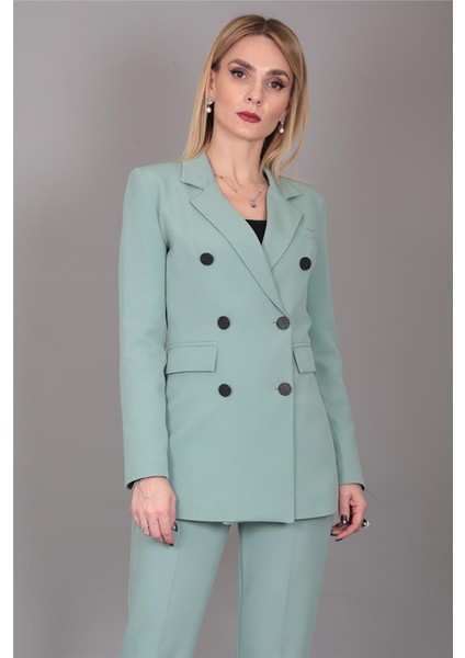 Erkek Yaka Kuruvaze Blazer Ceket-Çağla