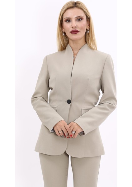 Kendinden Dik Yakalı Ceket-Bambu