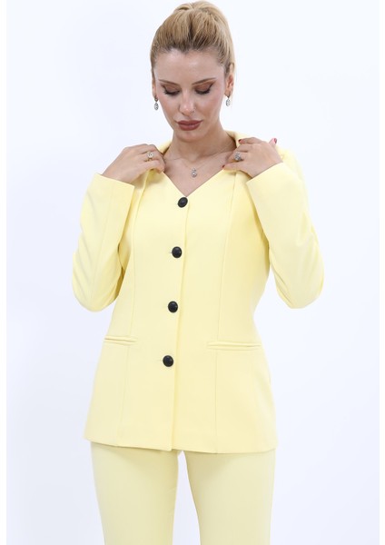 Erkek Yaka Yelek Ceket-Sarı indirimleri