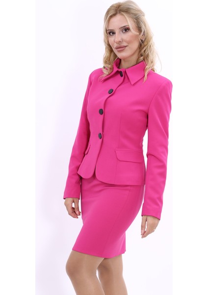 Gömlek Yaka Klasik Ceket-Fuşya fiyatları