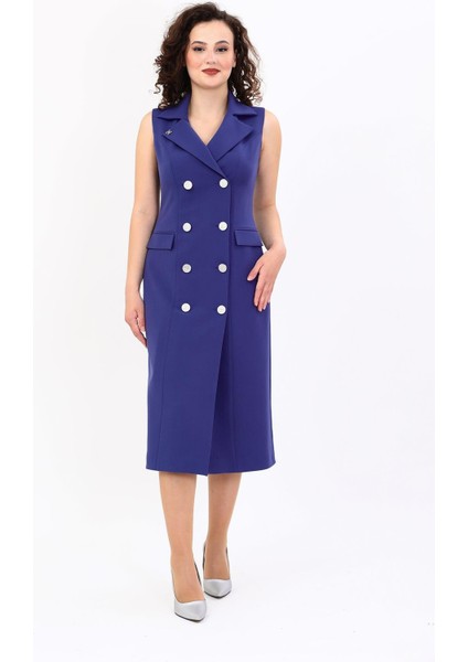 Erkek Yaka Kuruvaze Kolsuz Elbise-Indigo modelleri