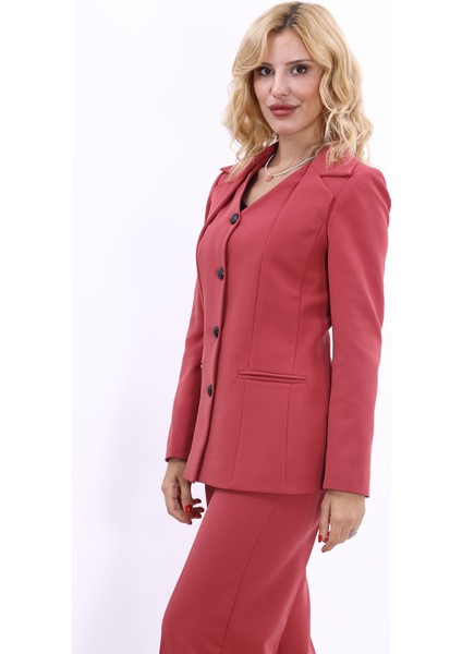 Erkek Yaka Yelek Ceket-Kiremit modelleri