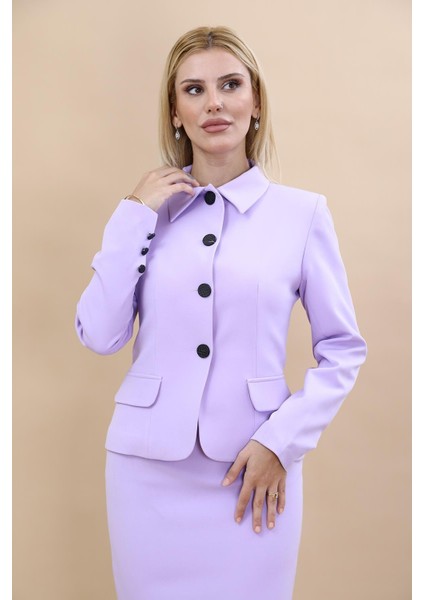 Gömlek Yaka Klasik Ceket-Menekşe