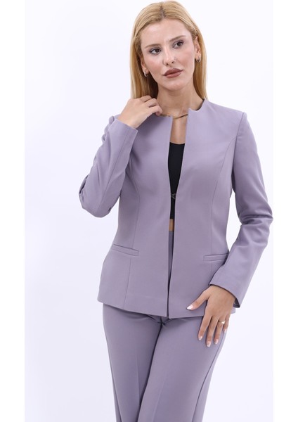 Oval Yaka Yandan Kuplu Klasik Ceket-Antrasit