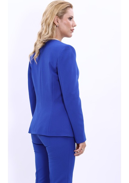 V Yaka Boydan Kuplu Kılasik Ceket-Saks modelleri