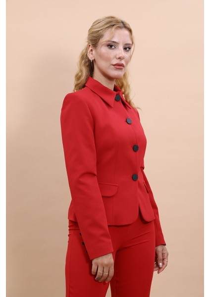 Gömlek Yaka Klasik Ceket-Kırmızı modelleri