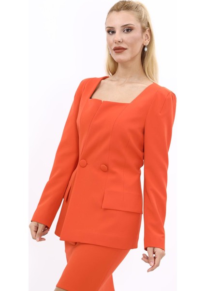 Kare Yaka Ceket-Turuncu