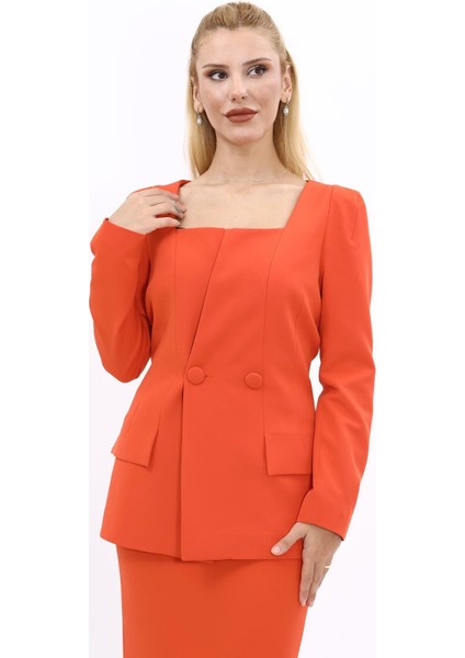 Kare Yaka Ceket-Turuncu indirimleri