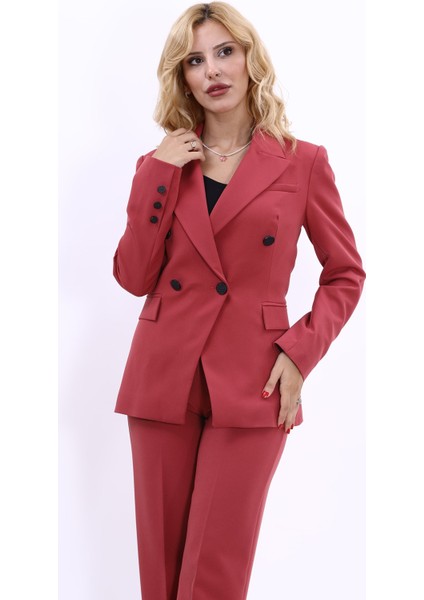 Erkek Yaka Çapraz Ceket-Kiremit